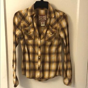 True Religion plaid long-sleeve button up